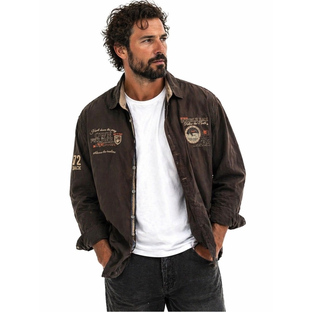 Mens 4XL Workwear Shirt Jacket Charcoal Utility Cotton Button Down